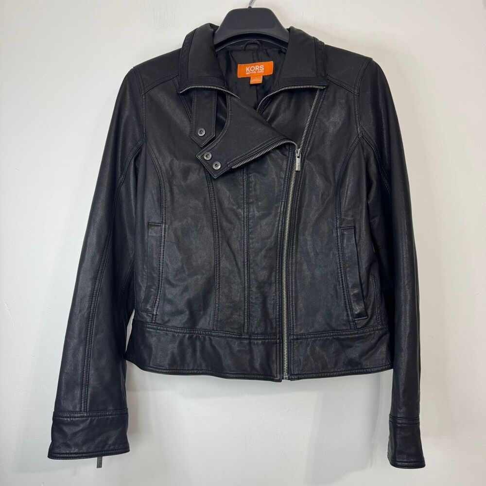 Kors Michael Kors Black Leather Moto Jacket L